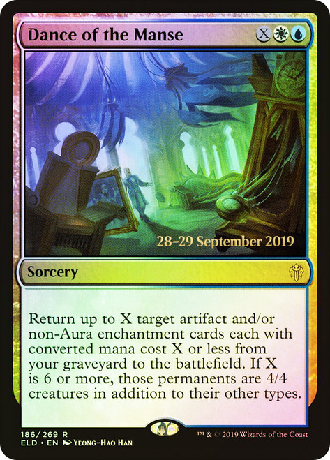 Dance of the Manse (Prerelease) (Throne of Eldraine)\nPromo: Date Stamped\nSingle\nMagic The Gathering