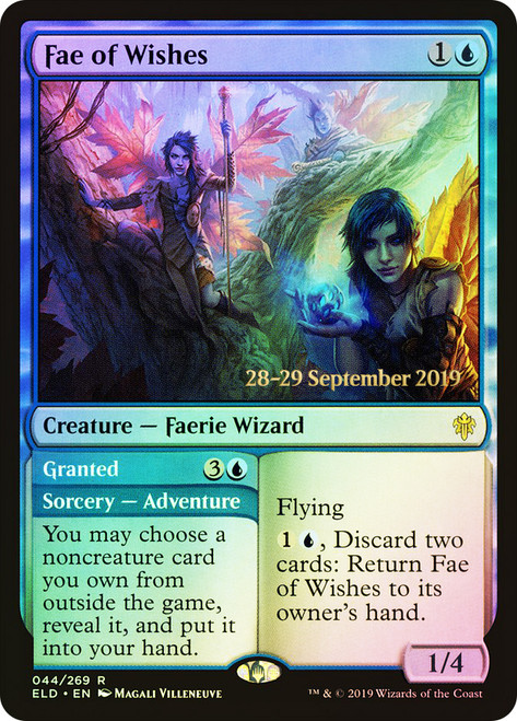Fae of Wishes // Granted (Prerelease) (Throne of Eldraine)\nPromo: Date Stamped\nSingle\nMagic The Gathering