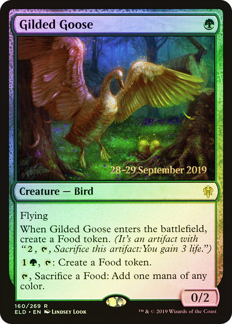 Gilded Goose (Prerelease) (Throne of Eldraine)\nPromo: Date Stamped\nSingle\nMagic The Gathering