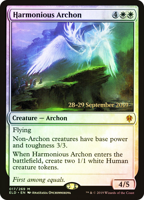 Harmonious Archon (Prerelease) (Throne of Eldraine)\nPromo: Date Stamped\nSingle\nMagic The Gathering