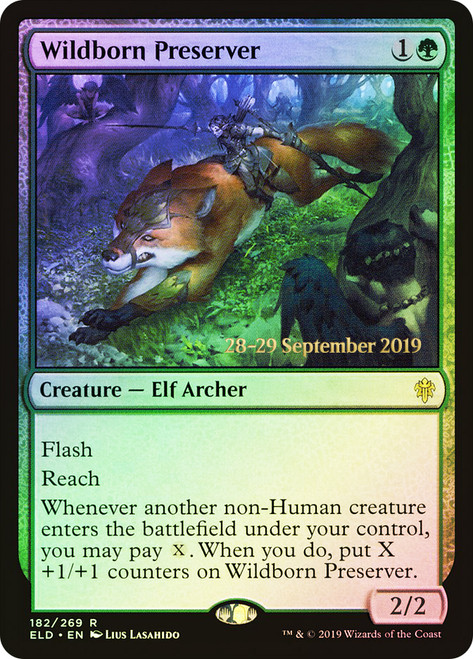 Wildborn Preserver (Prerelease) (Throne of Eldraine)\nPromo: Date Stamped\nSingle\nMagic The Gathering