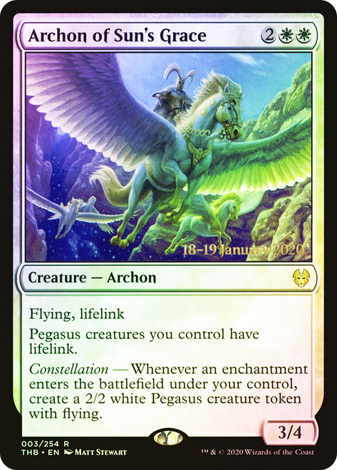 Archon of Sun's Grace (Prerelease) (Theros Beyond Death)\nPromo: Date Stamped\nSingle\nMagic The Gathering