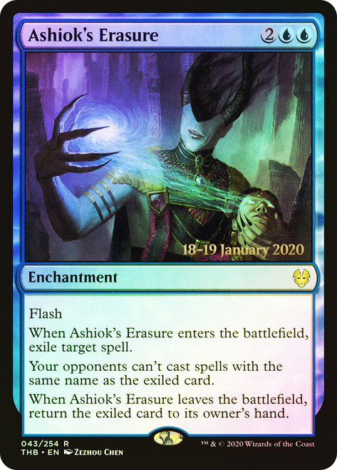 Ashiok's Erasure (Prerelease) (Theros Beyond Death)\nPromo: Date Stamped\nSingle\nMagic The Gathering