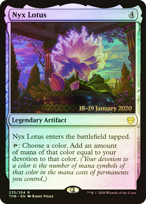 Nyx Lotus (Prerelease) (Theros Beyond Death)\nPromo: Date Stamped\nSingle\nMagic The Gathering