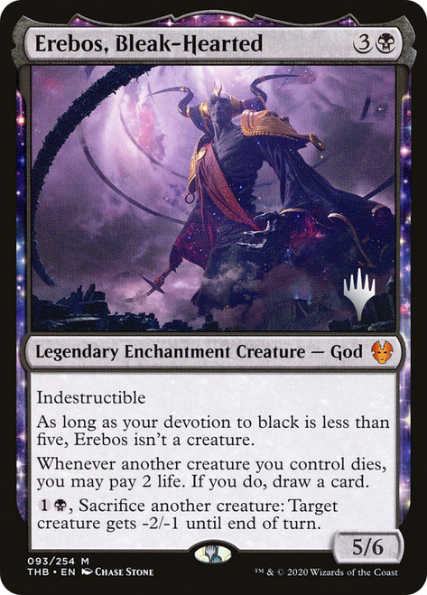 Erebos, Bleak-Hearted (Promo Pack) (Theros Beyond Death)\nPromo: Planeswalker Stamped\nSingle\nMagic The Gathering