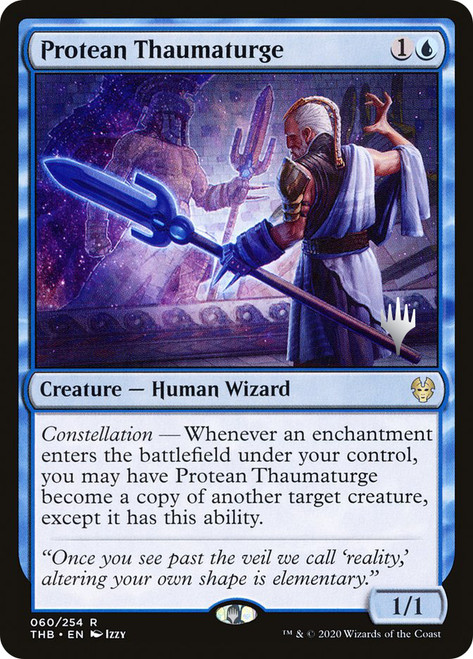 Protean Thaumaturge (Promo Pack) (Theros Beyond Death)\nPromo: Planeswalker Stamped\nSingle\nMagic The Gathering