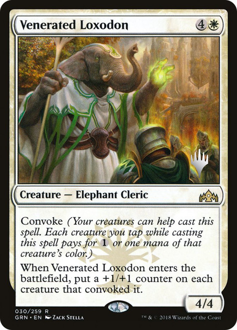 Venerated Loxodon (Promo Pack) (Guilds of Ravnica)\nPromo: Planeswalker Stamped\nSingle\nMagic The Gathering