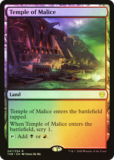 Temple of Malice (Promo Pack) (Theros Beyond Death)\nPromo: Planeswalker Stamped\nSingle\nMagic The Gathering