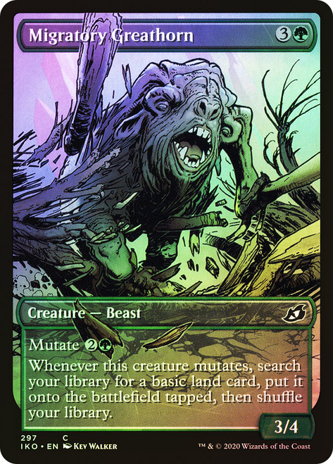 Migratory Greathorn (Showcase)\nIkoria: Lair of Behemoths - Variants\nSingle\nMagic The Gathering