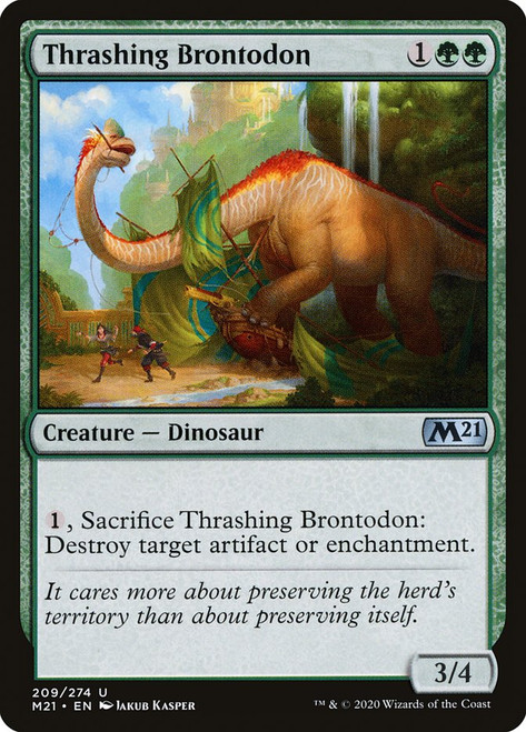 Thrashing Brontodon\nCore Set 2021\nSingle\nMagic The Gathering