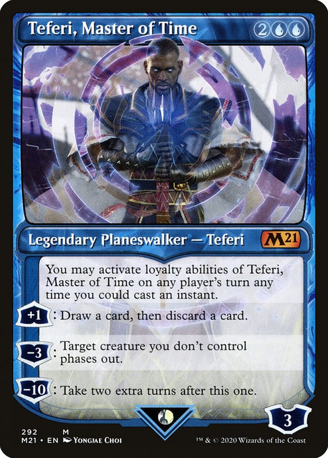 Teferi, Master of Time (#292) (Showcase)\nCore Set 2021 - Variants\nSingle\nMagic The Gathering