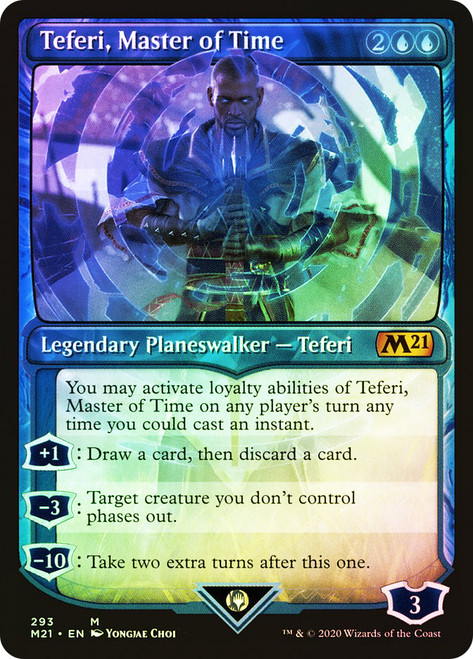 Teferi, Master of Time (#293) (Showcase)\nCore Set 2021 - Variants\nSingle\nMagic The Gathering