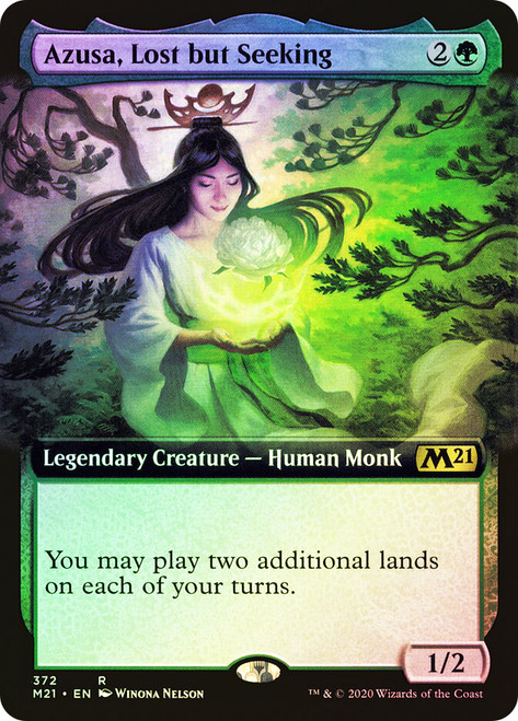 Azusa, Lost but Seeking (Extended Art)\nCore Set 2021 - Variants\nSingle\nMagic The Gathering