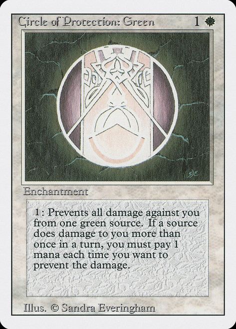 Circle of Protection: Green\n3rd Edition/Revised\nSingle\nMagic The Gathering
