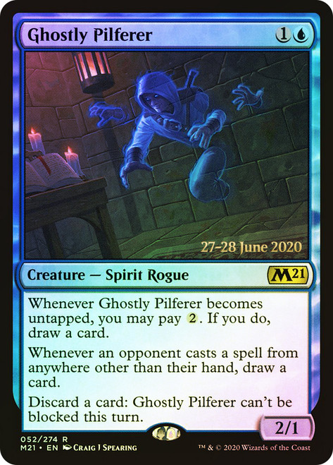 Ghostly Pilferer (Prerelease) (Core Set 2021)\nPromo: Date Stamped\nSingle\nMagic The Gathering