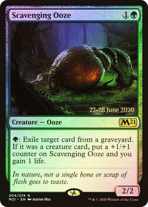 Scavenging Ooze (Prerelease) (Core Set 2021)\nPromo: Date Stamped\nSingle\nMagic The Gathering