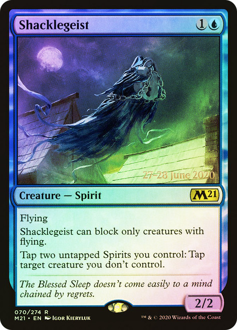 Shacklegeist (Prerelease) (Core Set 2021)\nPromo: Date Stamped\nSingle\nMagic The Gathering