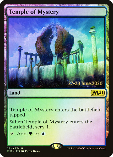 Temple of Mystery (Prerelease) (Core Set 2021)\nPromo: Date Stamped\nSingle\nMagic The Gathering