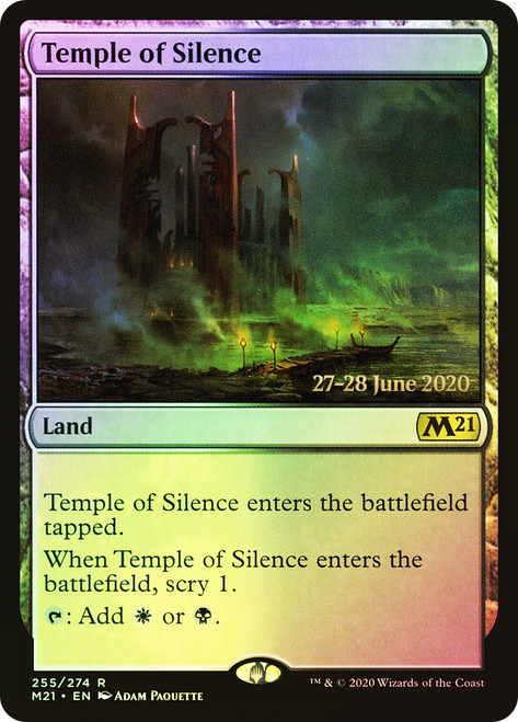 Temple of Silence (Prerelease) (Core Set 2021)\nPromo: Date Stamped\nSingle\nMagic The Gathering