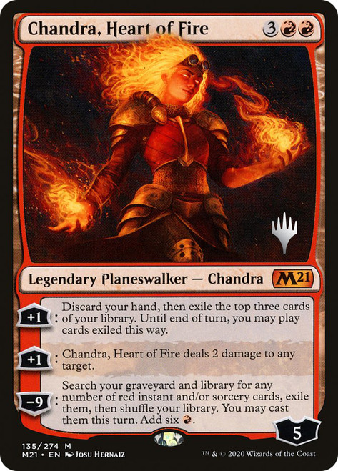 Chandra, Heart of Fire (Promo Pack) (Core Set 2021)\nPromo: Planeswalker Stamped\nSingle\nMagic The Gathering