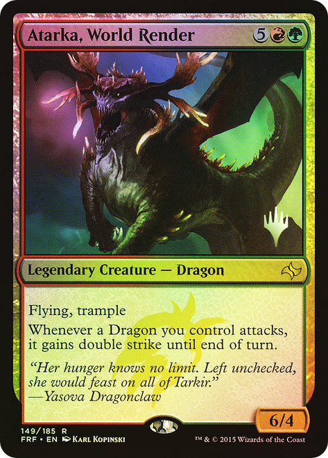 Atarka, World Render (Promo Pack) (Fate Reforged)\nPromo: Planeswalker Stamped\nSingle\nMagic The Gathering