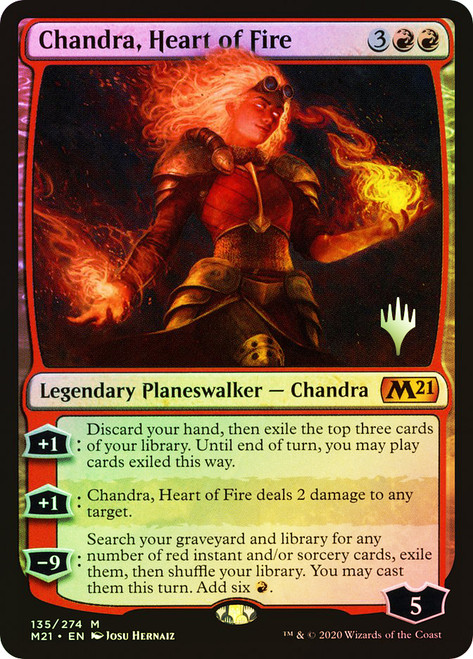 Chandra, Heart of Fire (Promo Pack) (Core Set 2021)\nPromo: Planeswalker Stamped\nSingle\nMagic The Gathering