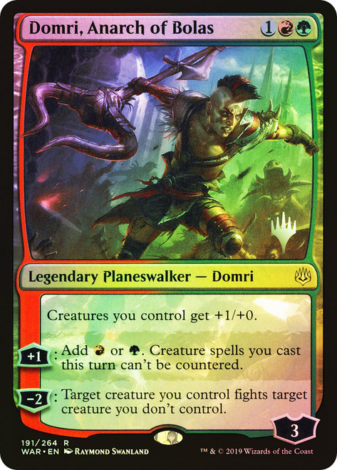 Domri, Anarch of Bolas (Promo Pack) (War of the Spark)\nPromo: Planeswalker Stamped\nSingle\nMagic The Gathering