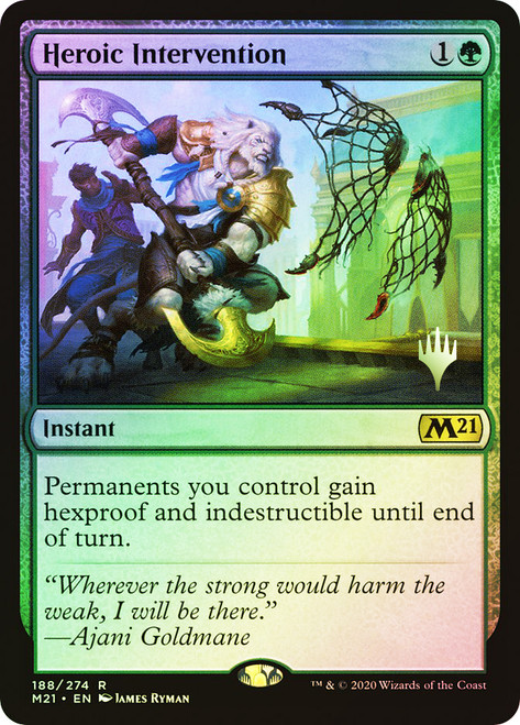 Heroic Intervention (Promo Pack) (Core Set 2021)\nPromo: Planeswalker Stamped\nSingle\nMagic The Gathering