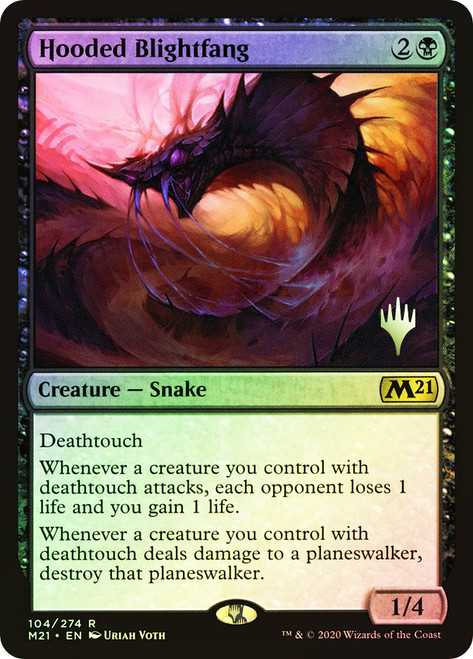 Hooded Blightfang (Promo Pack) (Core Set 2021)\nPromo: Planeswalker Stamped\nSingle\nMagic The Gathering