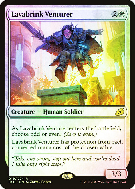 Lavabrink Venturer (Promo Pack) (Ikoria: Lair of Behemoths)\nPromo: Planeswalker Stamped\nSingle\nMagic The Gathering