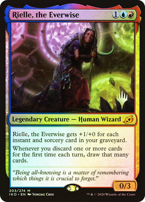 Rielle, the Everwise (Promo Pack) (Ikoria: Lair of Behemoths)\nPromo: Planeswalker Stamped\nSingle\nMagic The Gathering