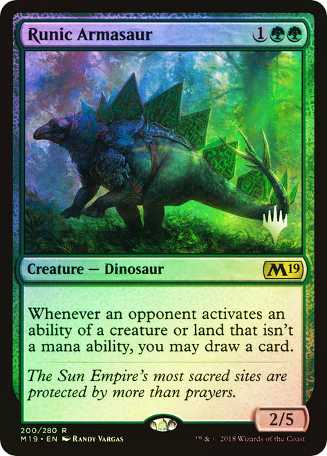 Runic Armasaur (Promo Pack) (Core Set 2019)\nPromo: Planeswalker Stamped\nSingle\nMagic The Gathering