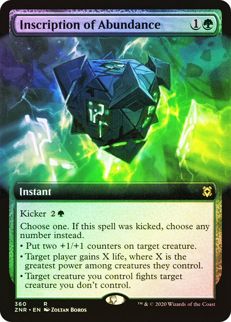Inscription of Abundance (Extended Art)\nZendikar Rising - Variants\nSingle\nMagic The Gathering