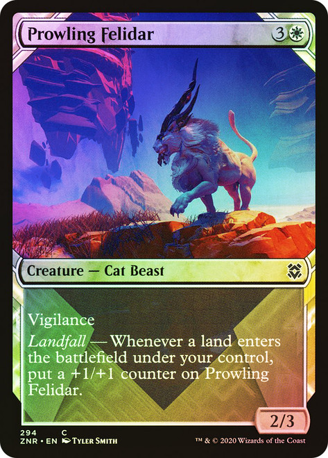 Prowling Felidar (Showcase)\nZendikar Rising - Variants\nSingle\nMagic The Gathering