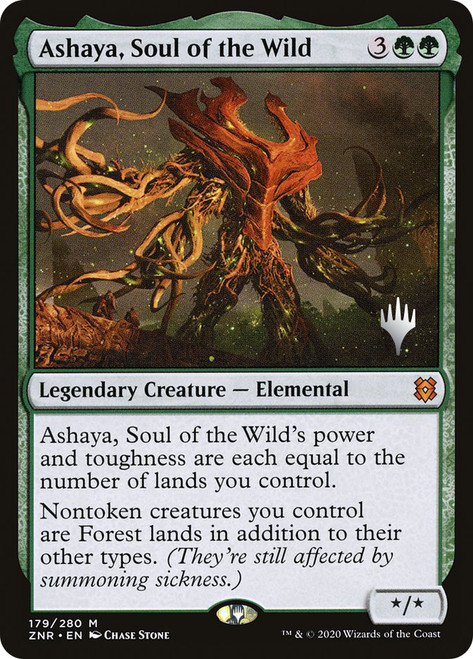 Ashaya, Soul of the Wild (Promo Pack) (Zendikar Rising)\nPromo: Planeswalker Stamped\nSingle\nMagic The Gathering