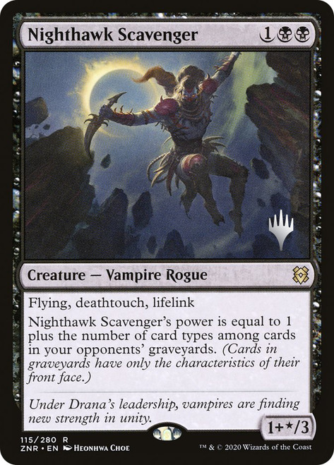 Nighthawk Scavenger (Promo Pack) (Zendikar Rising)\nPromo: Planeswalker Stamped\nSingle\nMagic The Gathering