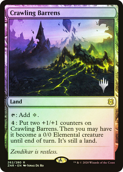 Crawling Barrens (Promo Pack) (Zendikar Rising)\nPromo: Planeswalker Stamped\nSingle\nMagic The Gathering