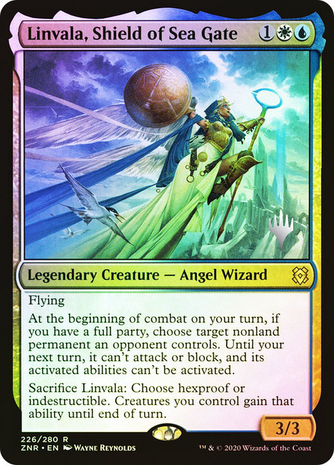 Linvala, Shield of Sea Gate (Promo Pack) (Zendikar Rising)\nPromo: Planeswalker Stamped\nSingle\nMagic The Gathering
