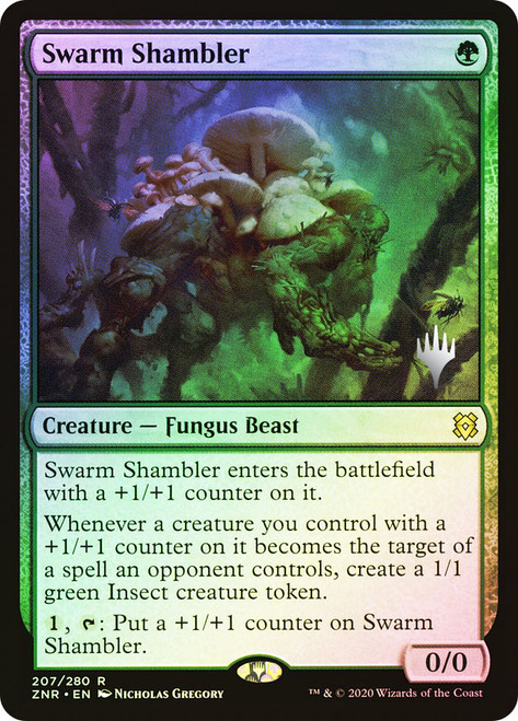 Swarm Shambler (Promo Pack) (Zendikar Rising)\nPromo: Planeswalker Stamped\nSingle\nMagic The Gathering