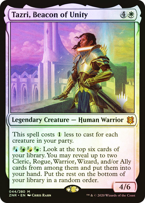 Tazri, Beacon of Unity (Promo Pack) (Zendikar Rising)\nPromo: Planeswalker Stamped\nSingle\nMagic The Gathering