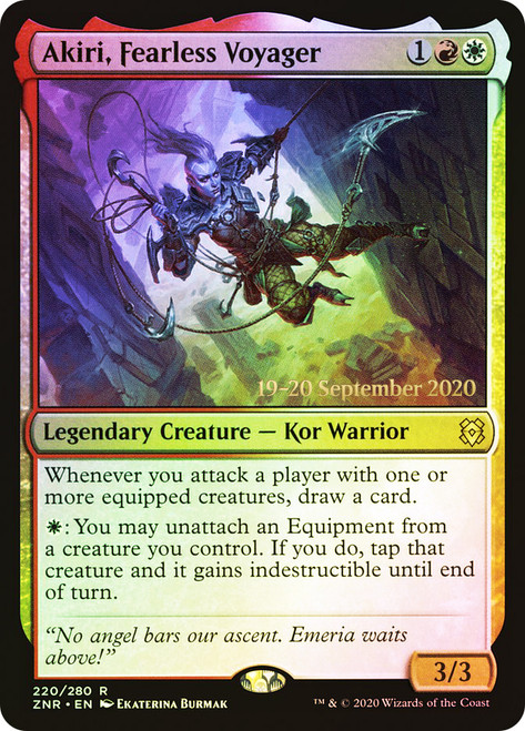 Akiri, Fearless Voyager (Prerelease) (Zendikar Rising)\nPromo: Date Stamped\nSingle\nMagic The Gathering