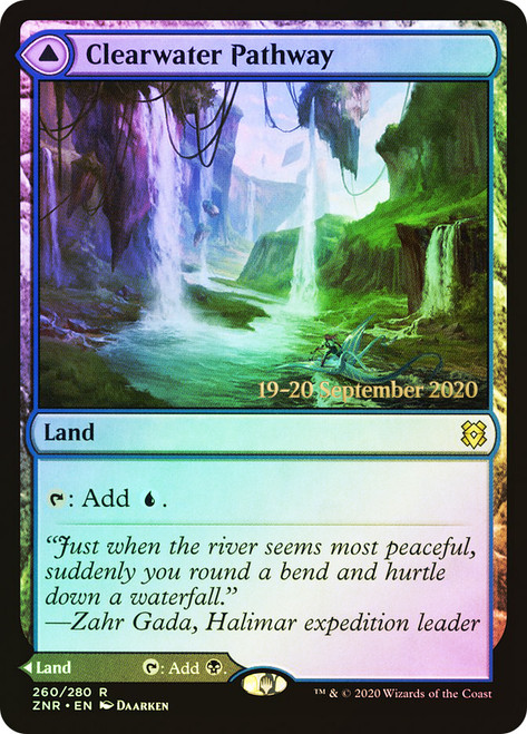 Clearwater Pathway // Murkwater Pathway (Prerelease) (Zendikar Rising)\nPromo: Date Stamped\nSingle\nMagic The Gathering