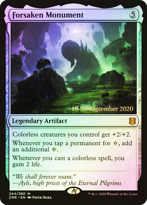 Forsaken Monument (Prerelease) (Zendikar Rising)\nPromo: Date Stamped\nSingle\nMagic The Gathering