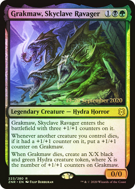 Grakmaw, Skyclave Ravager (Prerelease) (Zendikar Rising)\nPromo: Date Stamped\nSingle\nMagic The Gathering