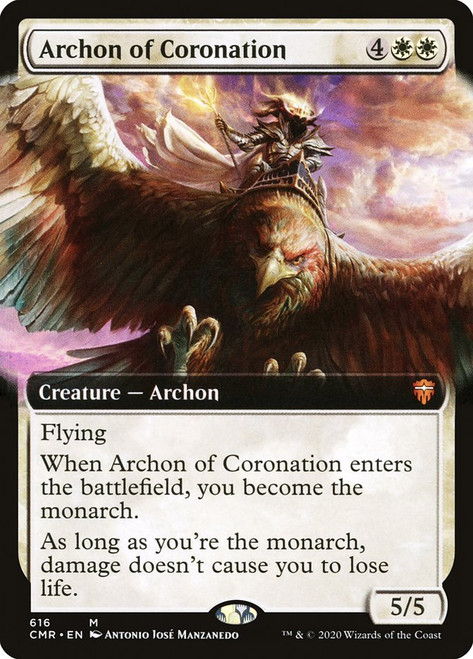 Archon of Coronation (Extended Art)\nCommander Legends - Variants\nSingle\nMagic The Gathering