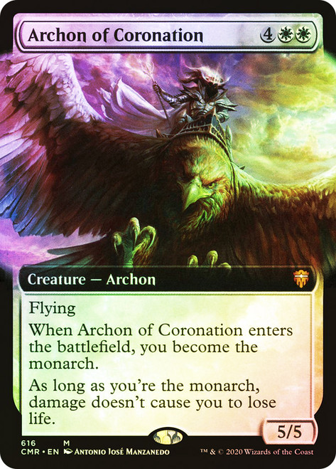 Archon of Coronation (Extended Art)\nCommander Legends - Variants\nSingle\nMagic The Gathering