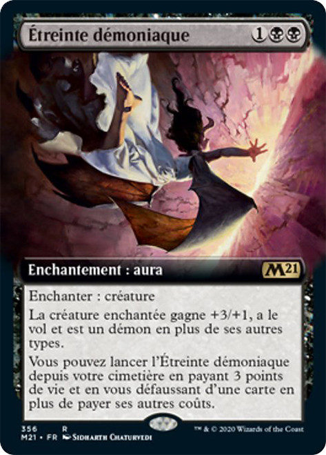 Demonic Embrace (Extended Art)\nCore Set 2021 - Variants - French\nSingle\nMagic The Gathering