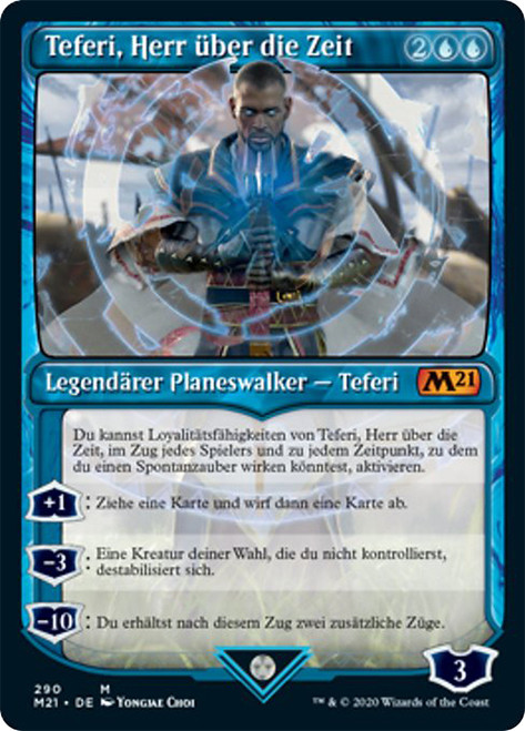 Teferi, Master of Time (#290) (Showcase)\nCore Set 2021 - Variants - German\nSingle\nMagic The Gathering