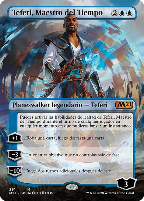 Teferi, Master of Time (#293) (Showcase)\nCore Set 2021 - Variants - Spanish\nSingle\nMagic The Gathering