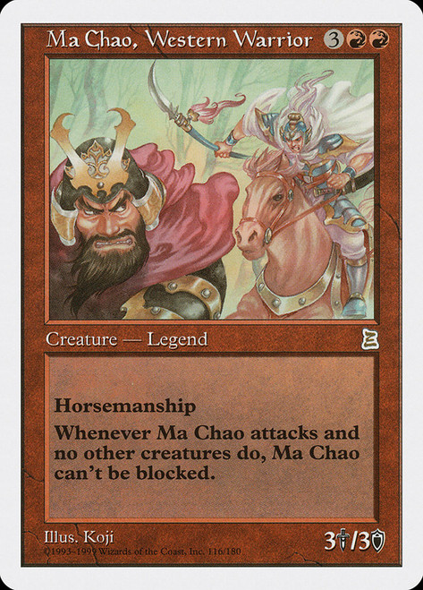 Ma Chao, Western Warrior\nPortal: Three Kingdoms\nSingle\nMagic The Gathering